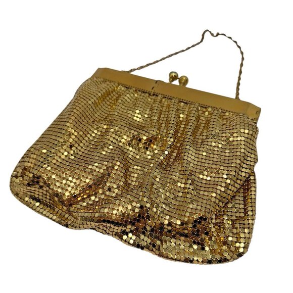 Vtg Gold Mesh Purse Evening Bag Duramesh 50s Hollywood Regency Art Deco USA - Picture 8 of 16
